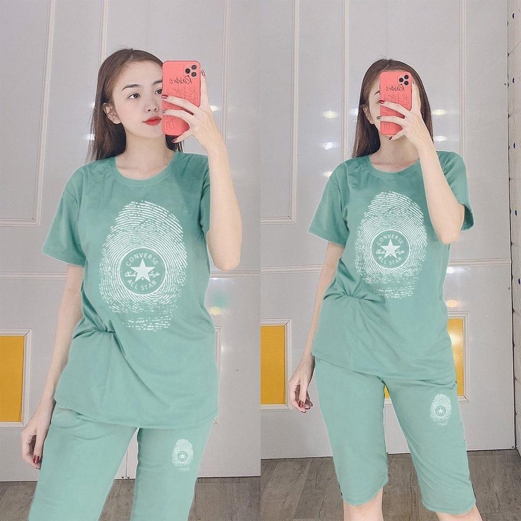 Đồ bộ mặc nhà nữ quần lửng bigsize mùa hè thun cotton thể thao đẹp dễ thương cute, mặc ngủ đi chơi DBN12