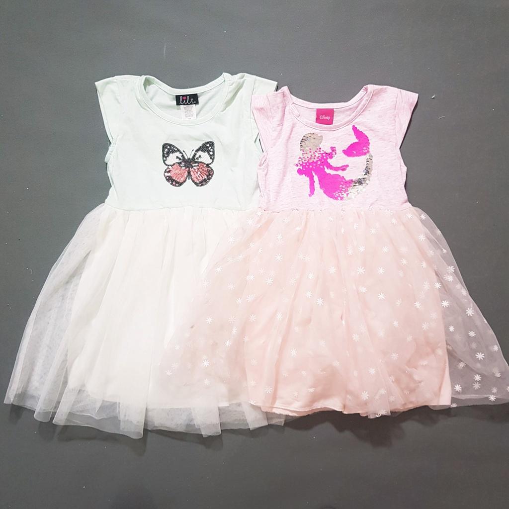 Đầm thun chân voan đính kim sa ngựa unicorn, mèo kitty, tiên cá...dễ thương bé gái