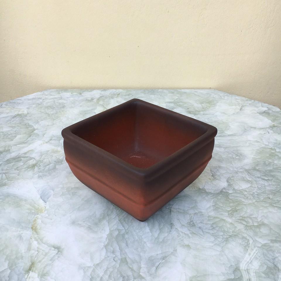 Chậu bonsai Vuông mini đất nung gốm Bát tràng 1 size BM-100