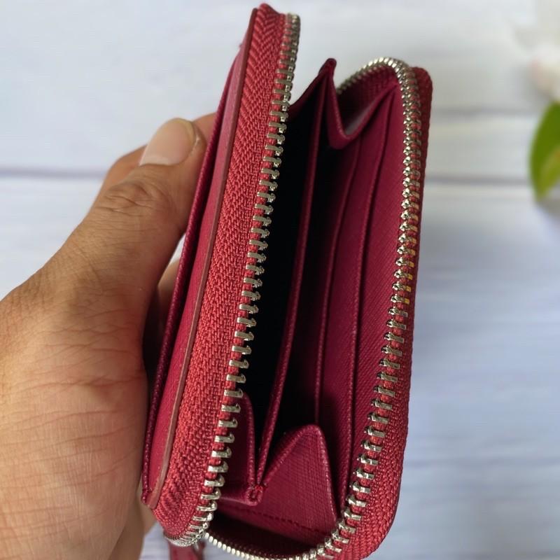 Ví da dây kéo đa năng uinex công sở,ví zip mini Olux