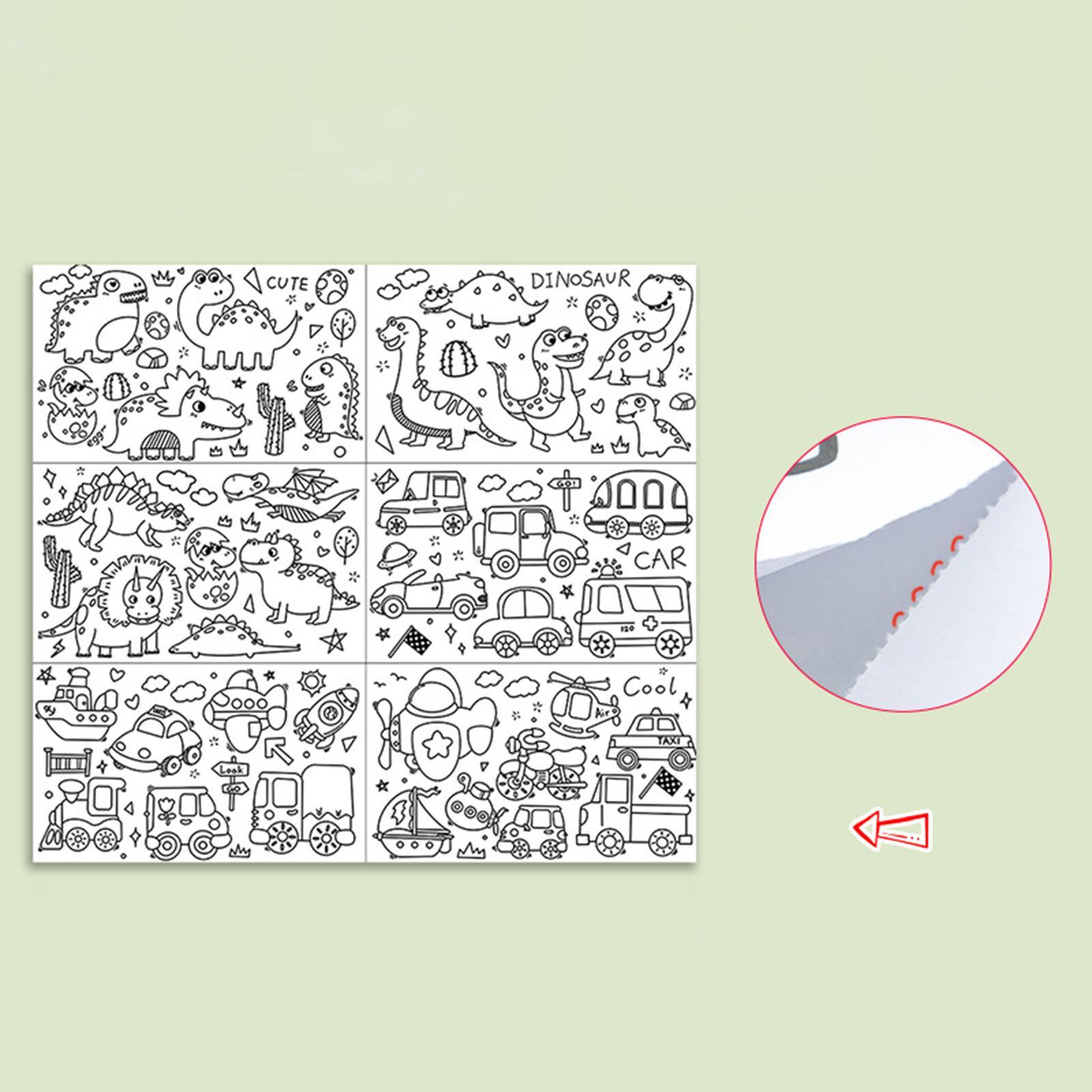 2Pieces Large Kids Coloring Paper Roll, Colorable with Tear Off Line Coloring Tablecloth for Children Birthday Home