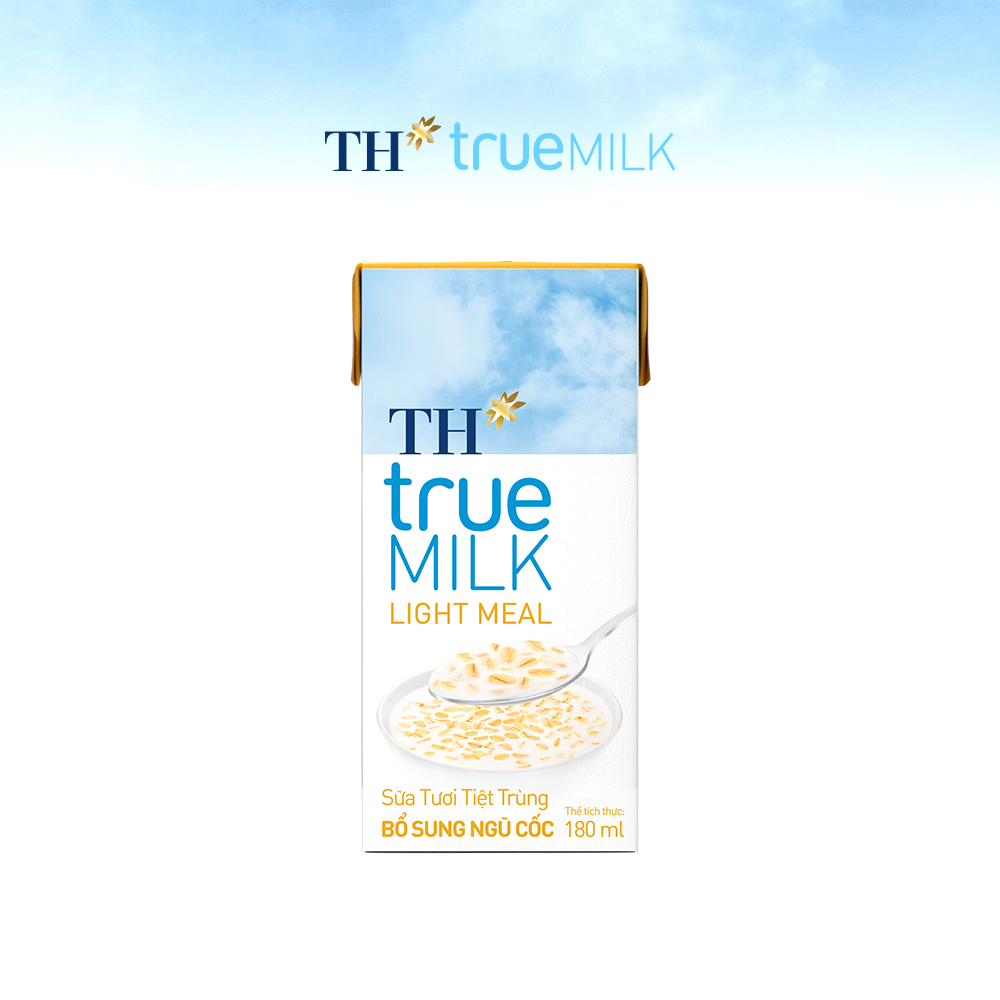 Thùng 48 hộp sữa tươi tiệt trùng TH True Milk Light Meal bổ sung ngũ cốc 180ml