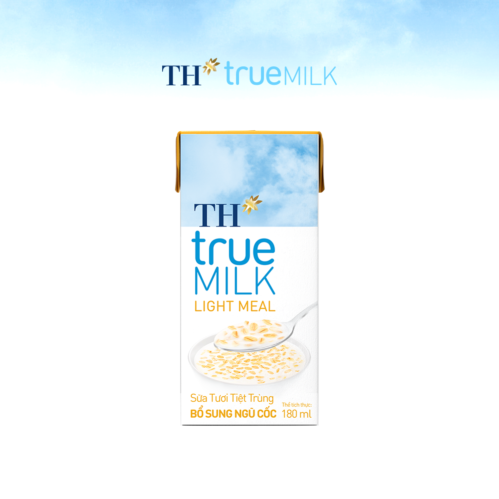 Thùng 48 hộp sữa tươi tiệt trùng TH True Milk Light Meal bổ sung ngũ cốc 180ml (180ml x 48)