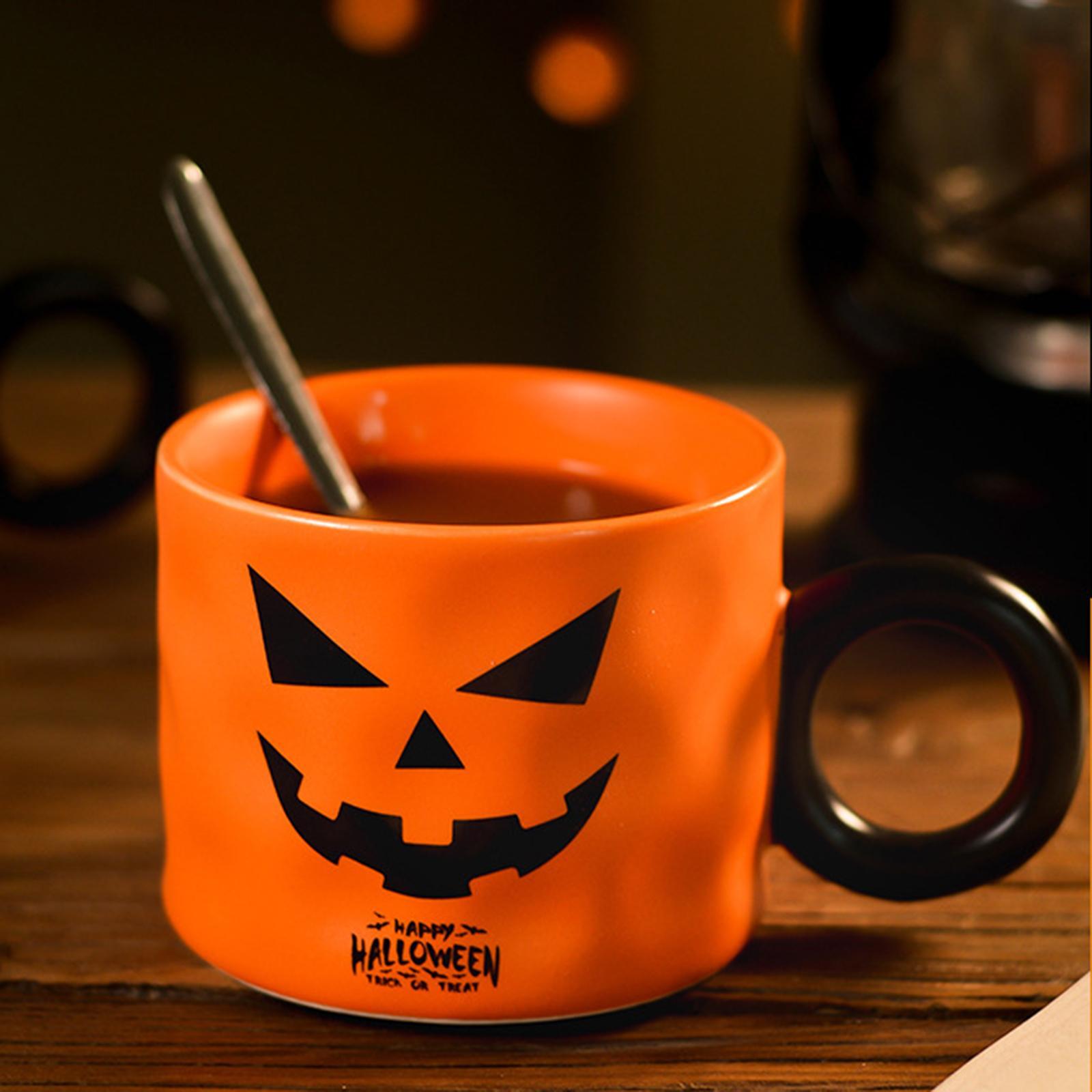 Pumpkin Shaped Mug Halloween Cartoon Mug Cartoon Milk Juice Cup Halloween Mug Set Ceramics Coffee Mug Holiday Coffee Mug for Theme Party Men