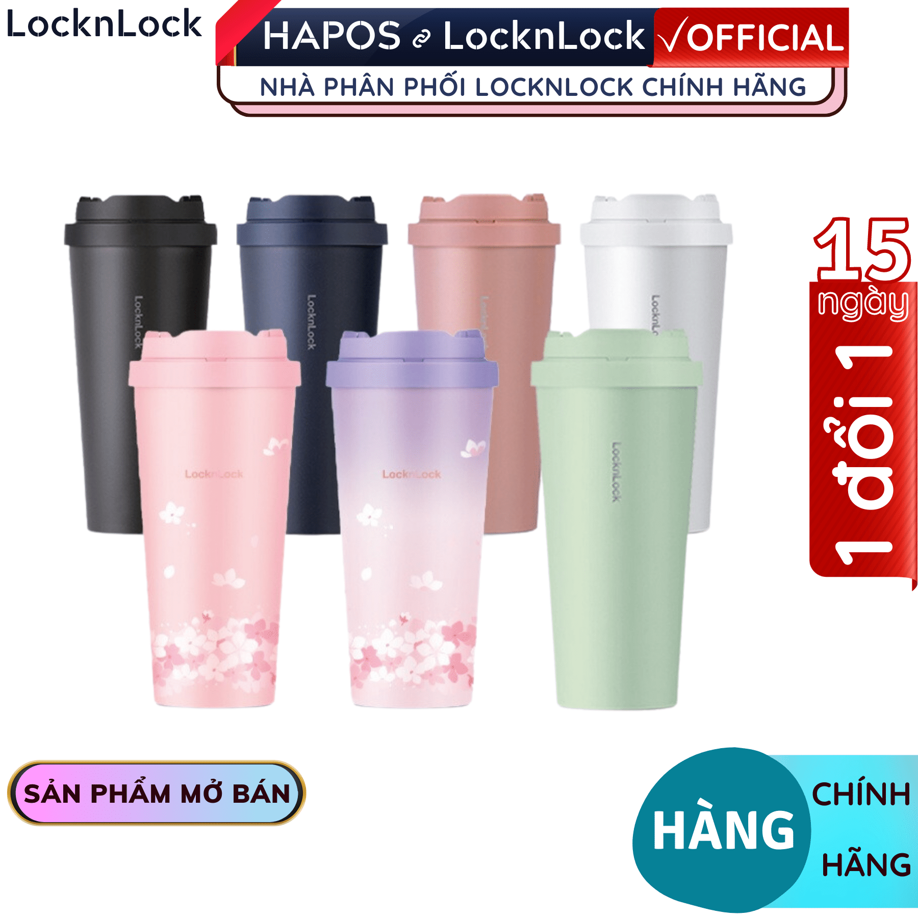 Ly giữ nhiệt Lock&Lock 550ml LHC3249 - Hàng chính hãng, mở nắp một chạm, chất liệu thép không gỉ miệng ly rộng - Hapos