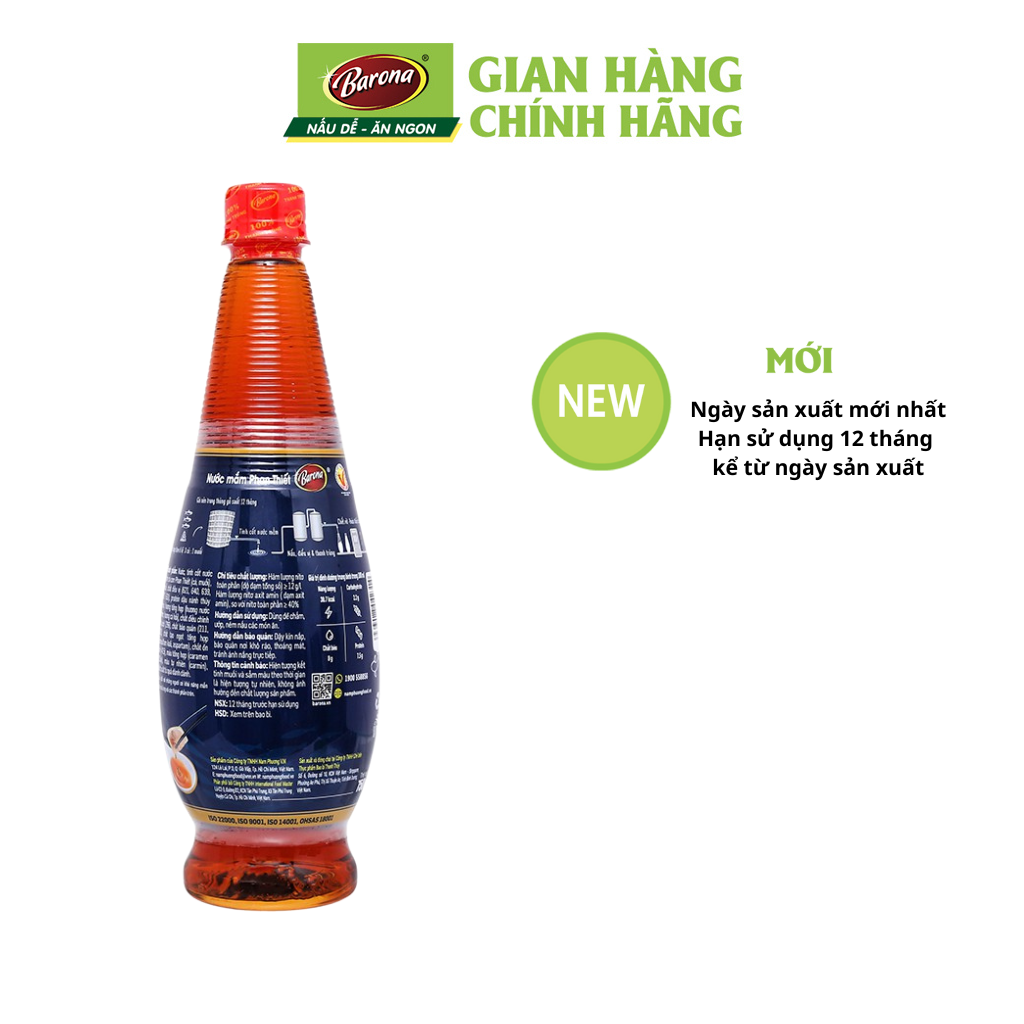 Combo 2 chai Nước Mắm Barona Đại Nhất 12 độ đạm 750ml tặng 1 gói đường Biên Hòa 500gr