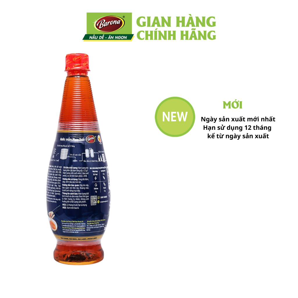 Nước Mắm Barona 12 Độ Đạm - 750ml, Combo 5 chai