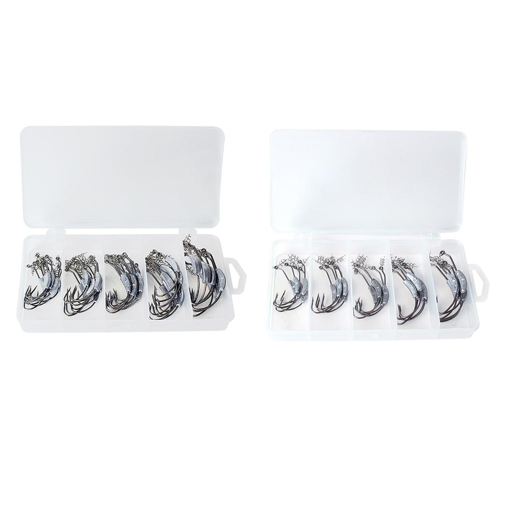 1 Box Weighted Fishing Hooks with Lead Spring 50 Pieces