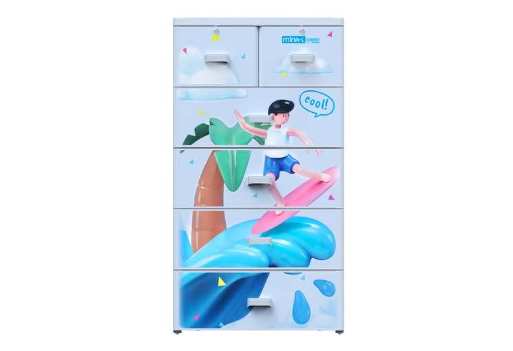 Tủ Nhựa Mina - L 5 Tầng, Rộng 70 - Nhựa Duy Tân - Xanh Dương