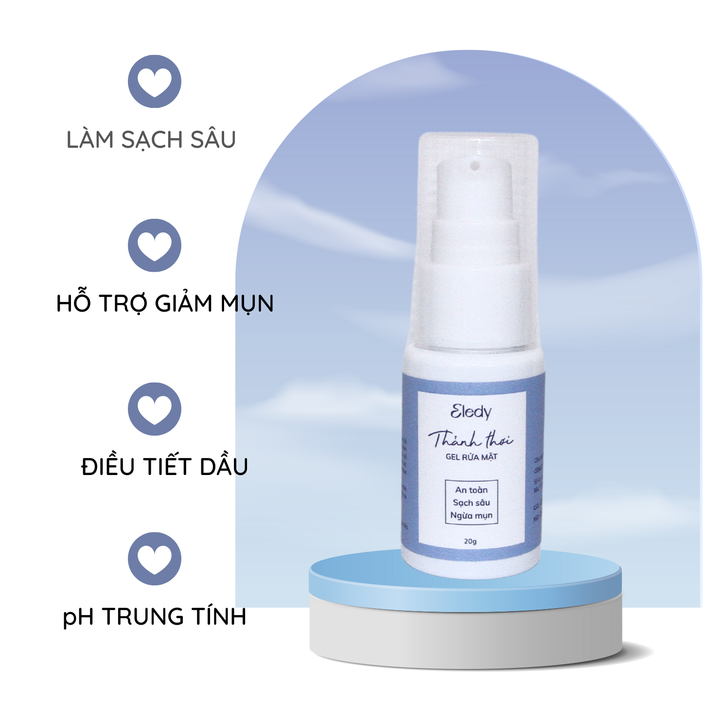 Gel rửa mặt Thảnh Thơi ELEDY - gel rửa mặt sạch sâu cho da dầu và da hỗn hợp 20g