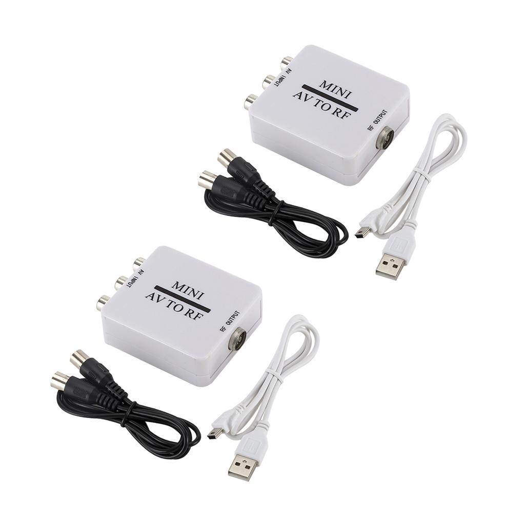 Portable 2 Pcs AV to RF Converter Box TV Station-selector 67.25Mhz 61.25Mhz