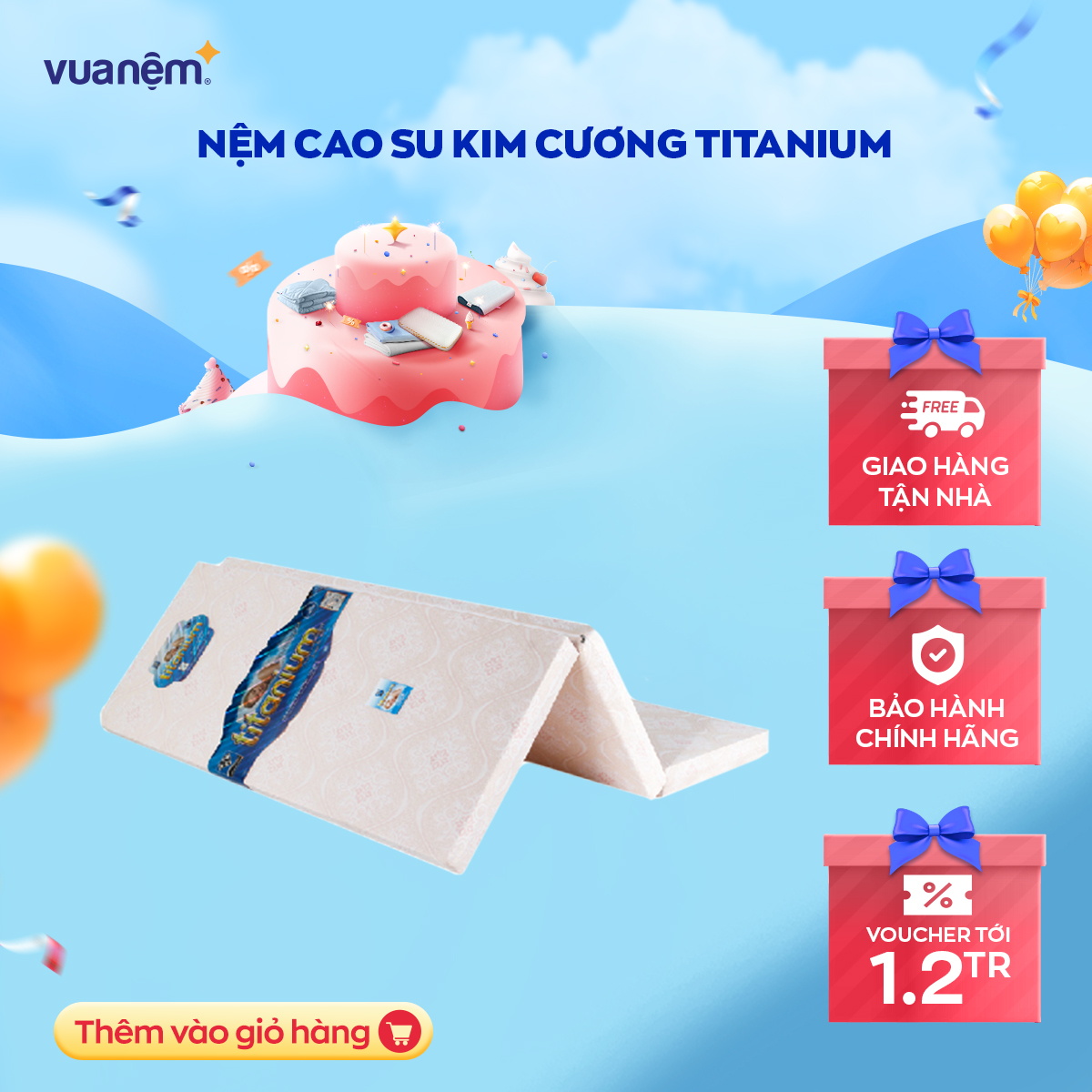 Nệm cao su đa tầng Kim Cương Titanium êm ái, không gây đau lưng, thoáng khí - 180x200 - 9cm