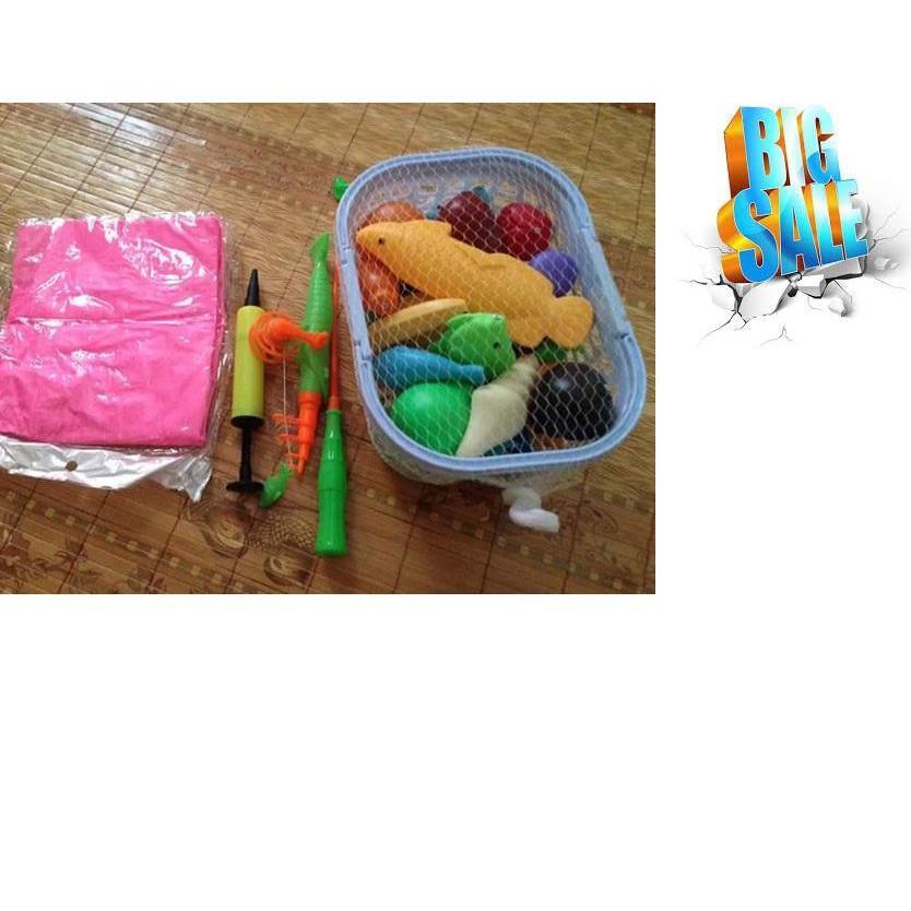 Bộ Đồ Chơi Câu Cá Kèm Bể Phao Và Bơm Tay Dành Cho Bé - Free Ship Toàn Quốc