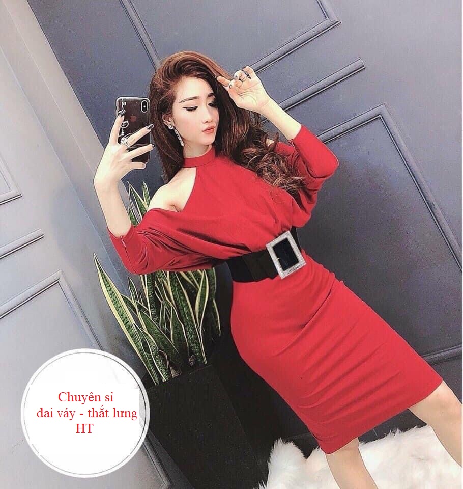 Đai váy Belt đính đá Bản to 6cm Mặt vuông thời trang
