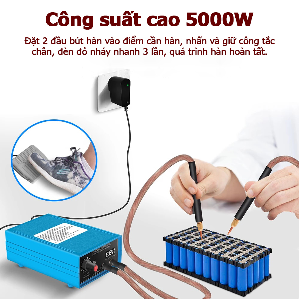 Máy hàn điểm 5000W máy hàn cell pin 18650 26650 32650 pin di động công suất cao
