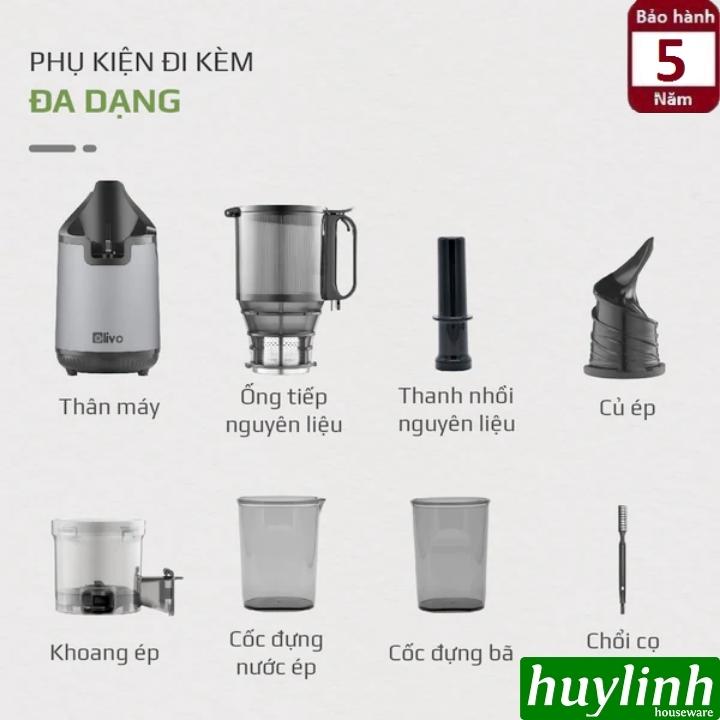 Máy ép chậm Olivo SJ196 - Mẫu mới - 250W - Bảo hành 5 năm - Hàng chính hãng - Họng lớn 13cm