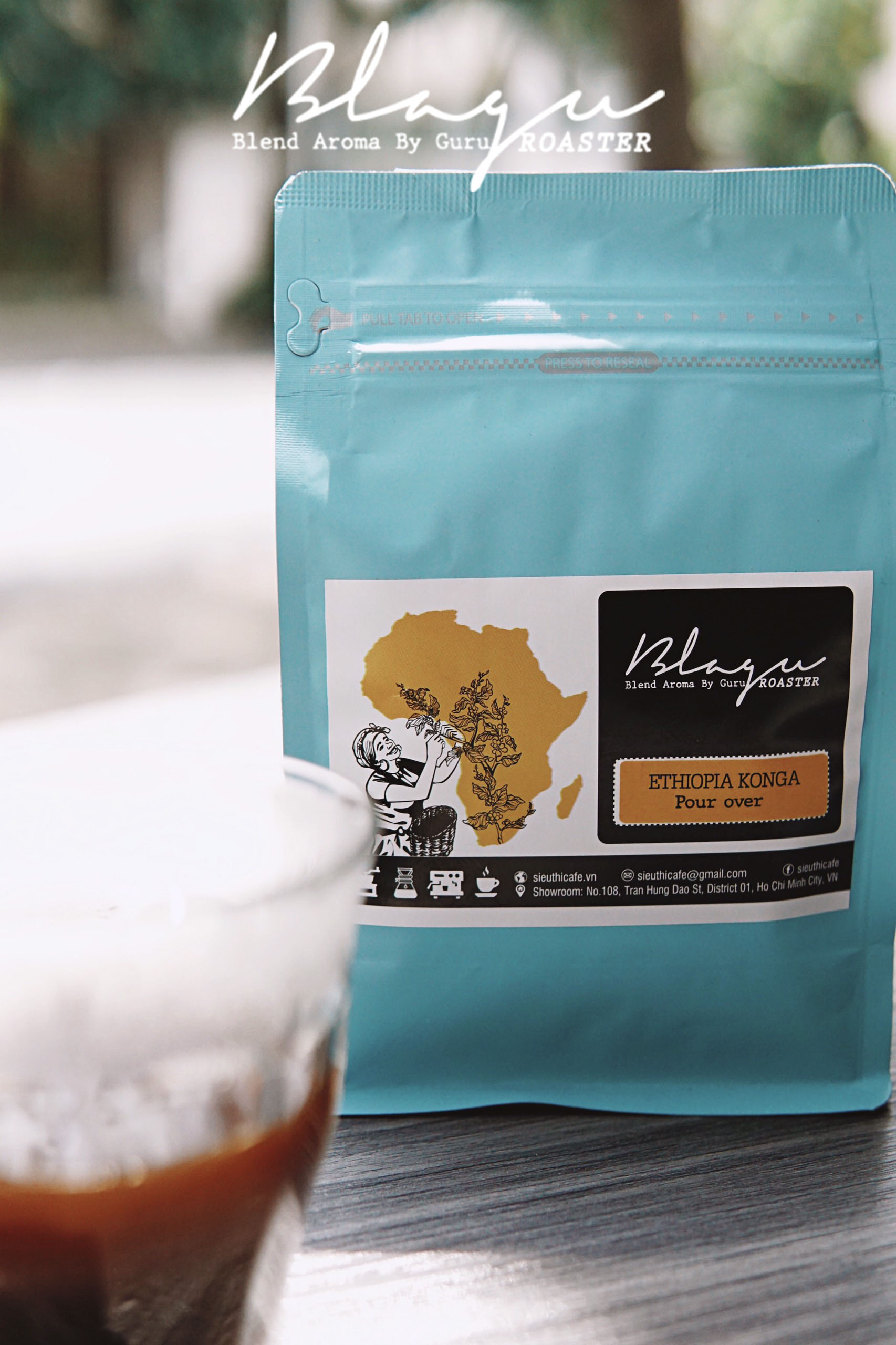 CÀ PHÊ BLAGU HẠT ARABICA ĐÃ RANG, ETHIOPIA N. KONGA, LIGHT- MEDIUM ROAST, 250G