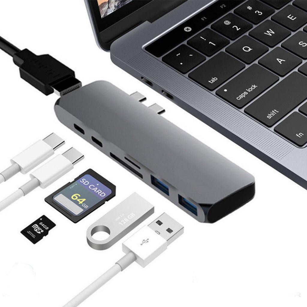7 in 1 USB-C Type C HD Output 4K HDMI USB 3.0 Adapter HUB For MacBook Pro
