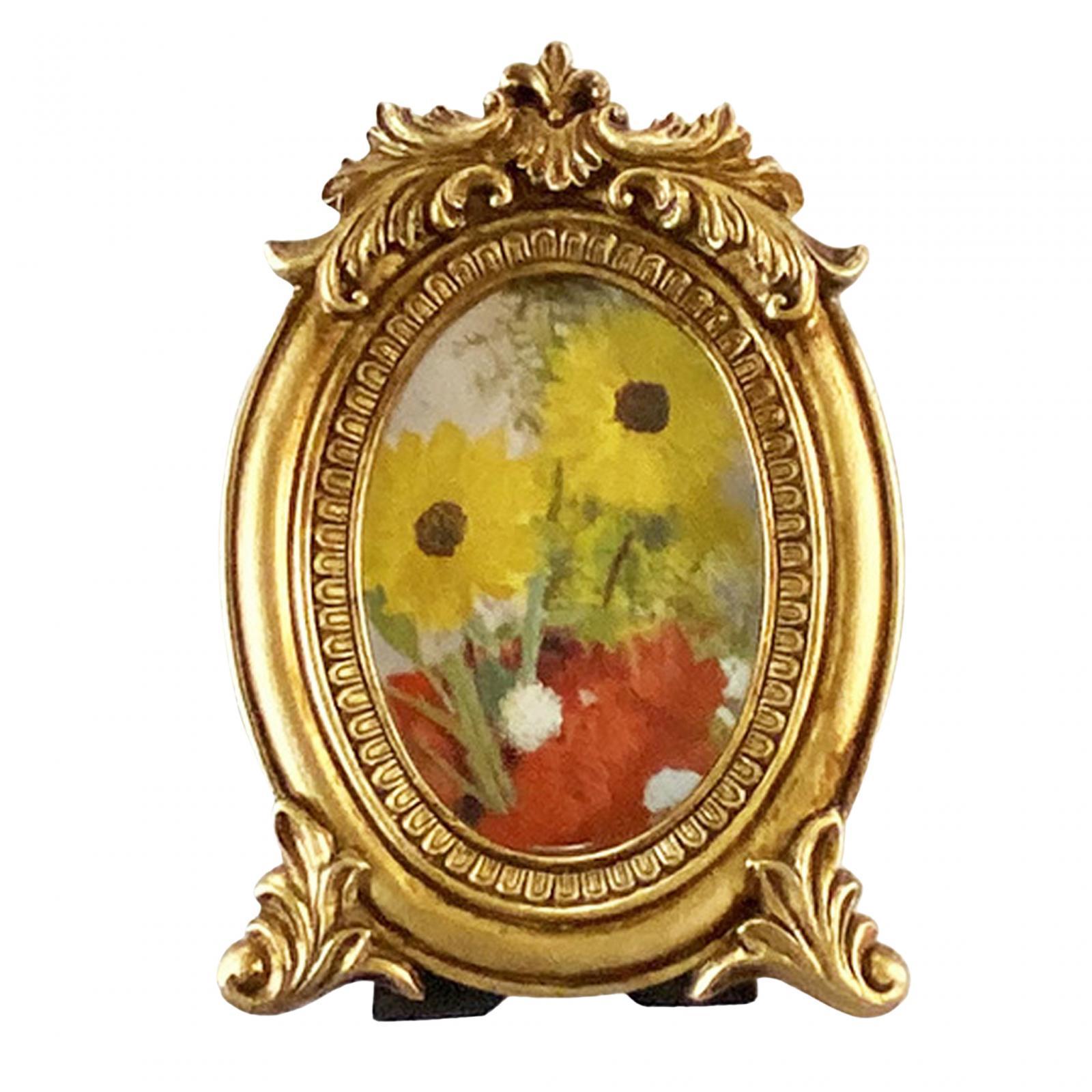 Picture Frame Card Display Holders Bookshelf Carved Floral Resin Photo Frame