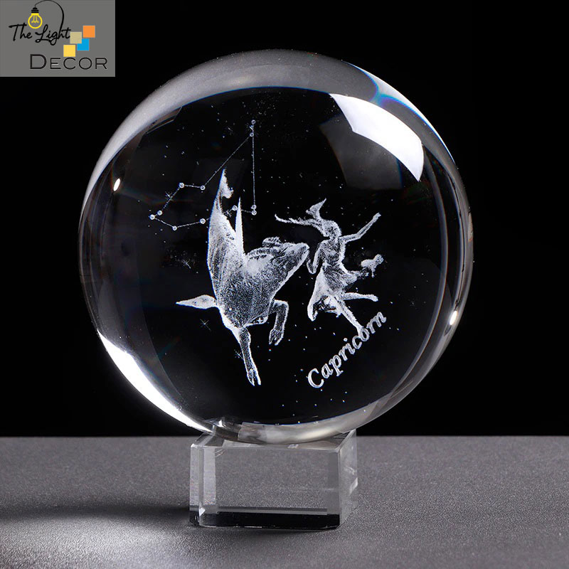 Quả Cầu Pha Lê Capricorn Crystal Ball 3D LED Cung Ma Kết 6cm