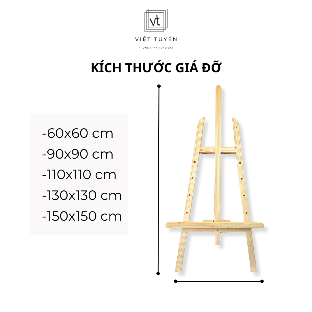 Giá đỡ tranh gỗ thông nhiều kích thước, giá tận xưởng - nội thất Việt Tuyến