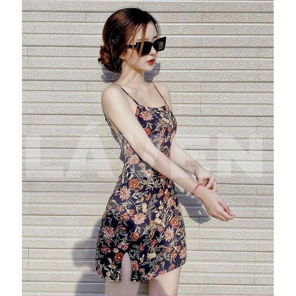 Đầm dáng ôm body Đầm body 2 dây hoạ tiết kèm mút xịn xò