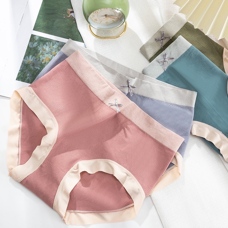 Quần lót cotton dệt kim cạp màu mặc siêu mát, siêu thấm mồ hôi