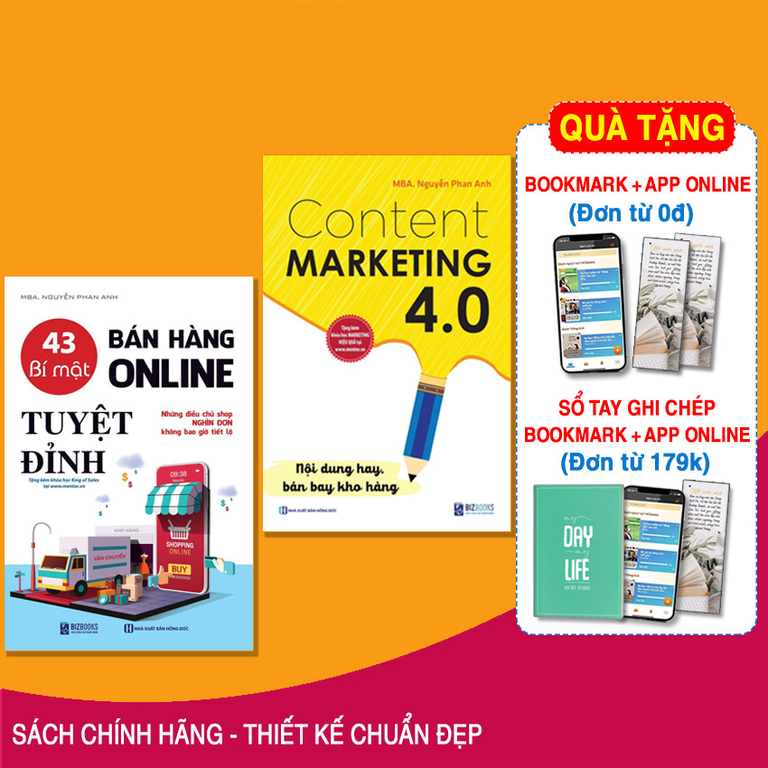 BIZBOOKS - Combo 2 Cuốn Sách: 43 Bí Mật Bán Hàng Online Tuyệt Đỉnh: Những Điều Chủ Shop Nghìn Đơn Không Bao Giờ Tiết Lộ + Content Marketing 4.0: Nội Dung Hay, Bán Bay Kho Hàng - MinhAnBooks