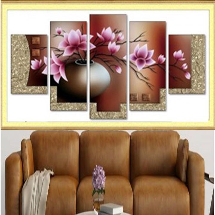 Tranh thêu bình hoa tím A698 - kích thước: 145 * 71cm.