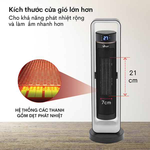 Quạt sưởi gốm Ceramic để sàn FujiE CH-2400 - Hàng Chính Hãng