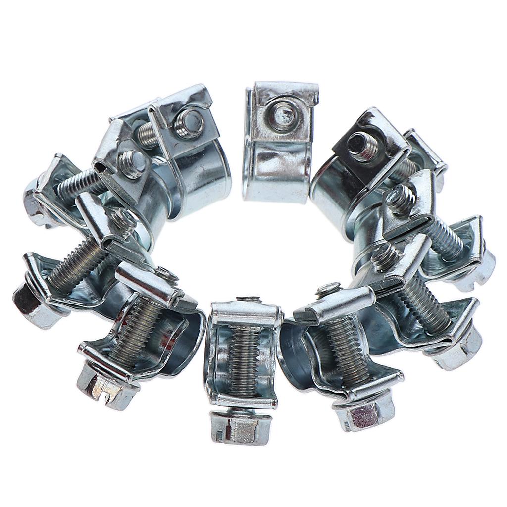20x Stainless Steel Hose Clamp Adjustable Fuel Line Clips for Diesel Petrol Pipe