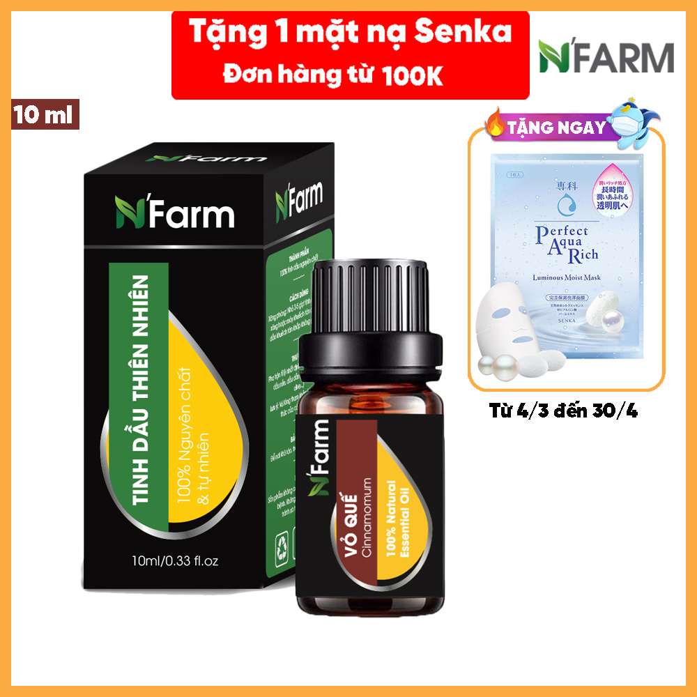 Tinh Dầu Vỏ Quế Nguyên Chất N'Farm / Tinh Dầu Thiên Nhiên Nguyên Chất, Tinh Dầu Xông Phòng, Thích Hợp Dùng Với Đèn Xông Và Máy Khuếch Tán Tinh Dầu.