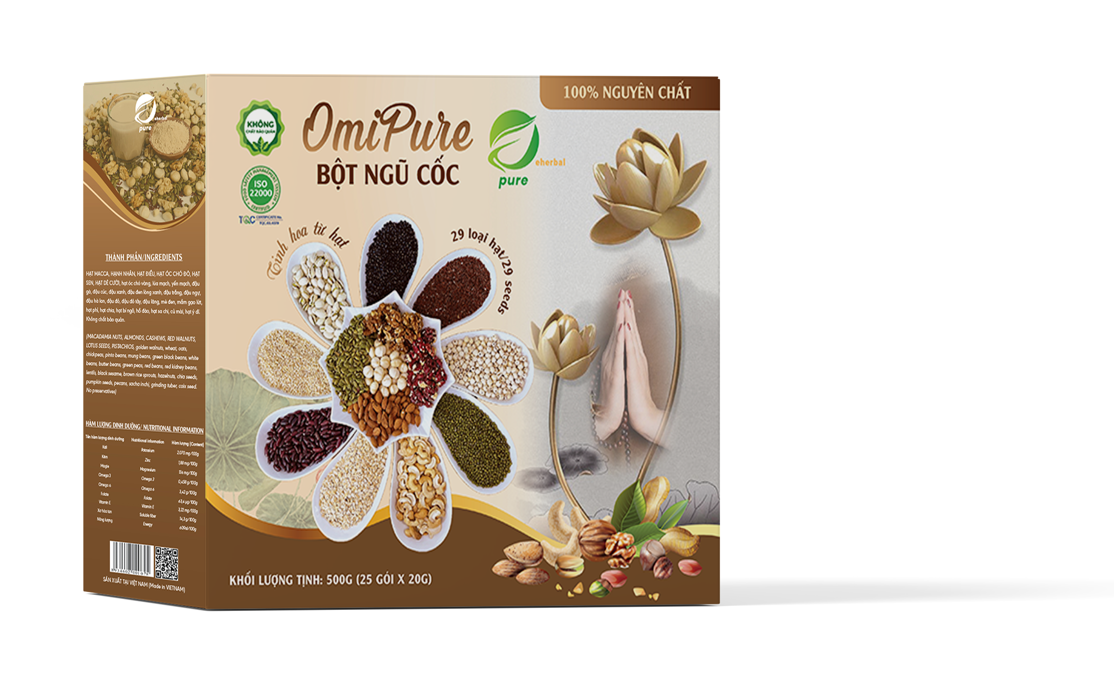 Bột ngũ cốc dinh dưỡng Omipure Eherbal 29 loại hạt nguyên chất 500g