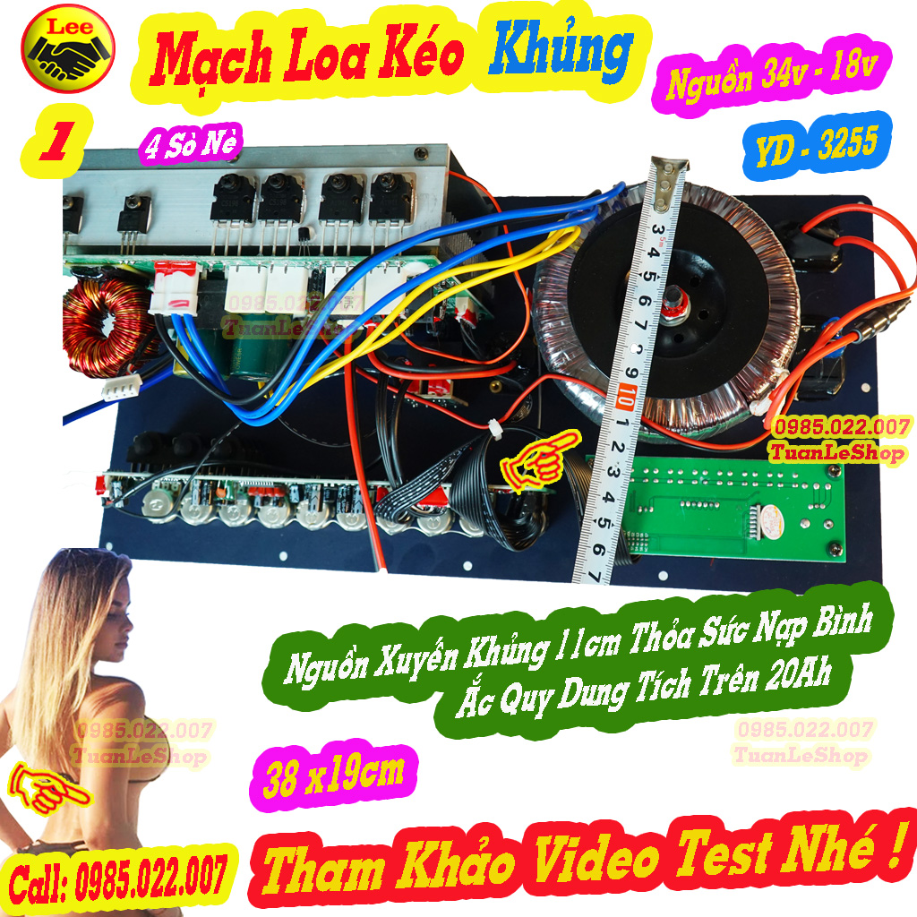 MẠCH LOA KÉO CÔNG SUẤT LỚN KÍCH THƯỚC 38x19 cm – MACH LOA KEO CONG SUAT LON - MẠCH LOA KÉO BASS 50 MAX 900W