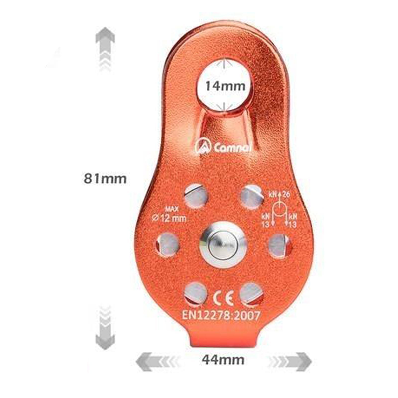 26KN Climbing Pulley Ball Bearing for Tree Arborist Rigging Rope Lifting Orange