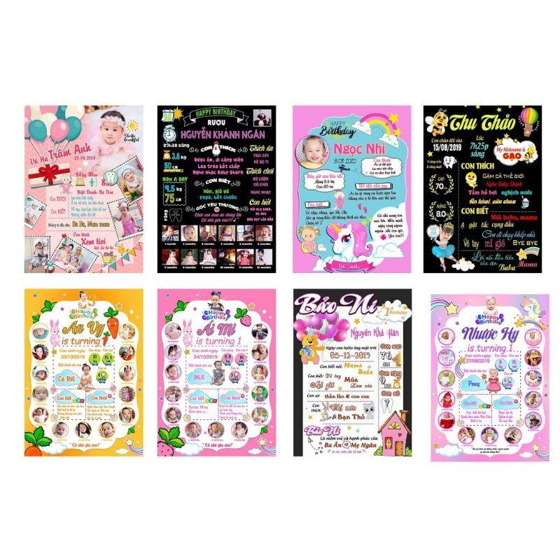BẢNG ẢNH 12 THÁNG, BẢNG THÔNG TIN BÉ SINH NHẬT