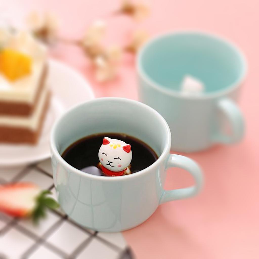 2 Pieces 3D Coffee Mug Cartoon Ceramic Hand Painted Figurine Tea Cup for Kid