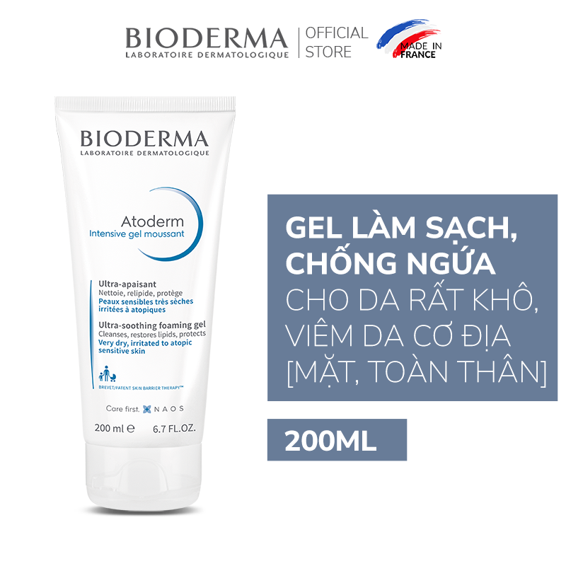 Gel Làm Sạch Dịu Nhẹ Cho Da Rất Khô Và Viêm Da Cơ Địa Bioderma Atoderm Intensive Gel Moussant - 200ml