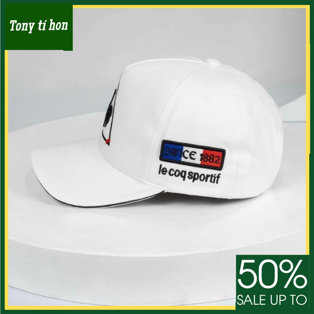 Tony tí hon - Mũ/nón kết lưỡi trai LeCoq thêu con gà trống thời trang nam nữ cao cấp - màu trắng