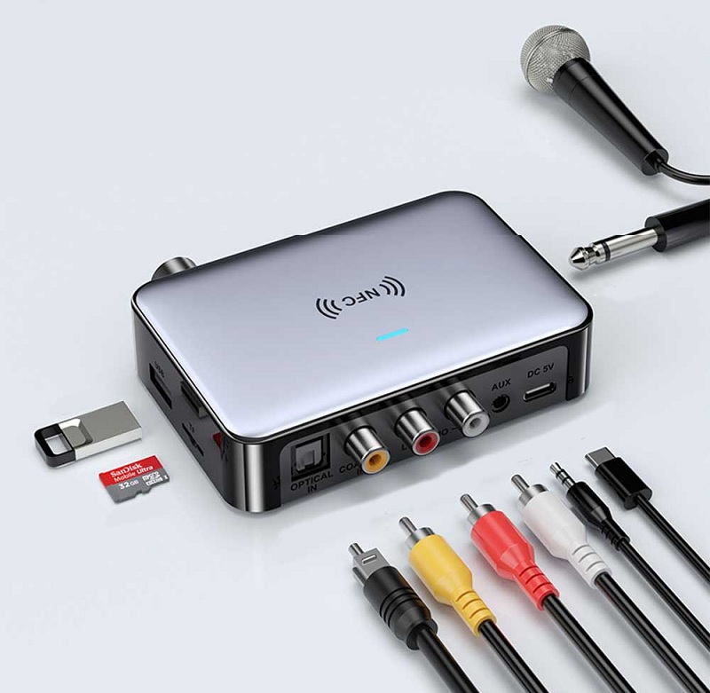 SOAIY Bộ Thu Phát Giải Mã DAC DSP Ghép Nối NFC Hỗ Trợ Micrô Hát Karaoke, Đĩa U, Phát Lại Thẻ TF, Optical Bluetooth M16 Pro - Hàng Nhập Khẩu