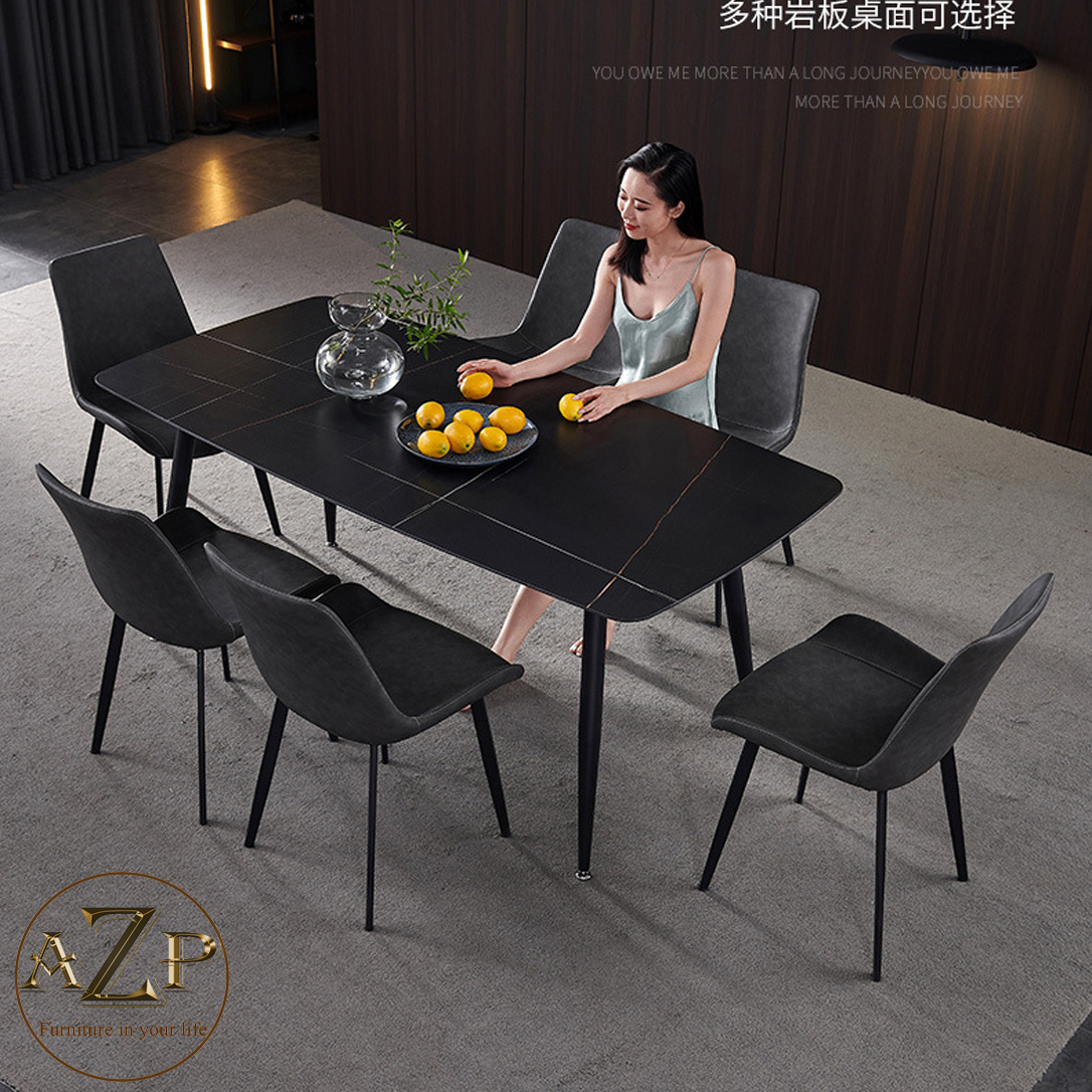 Bàn Ghế Ăn Phong Cách Đương Đại Châu Âu - Xu Hướng Hiện Nay Cho Không Gian Hiện Đại - Chân Thép Mặt Đá - Hàng Nhập Khẩu AZP