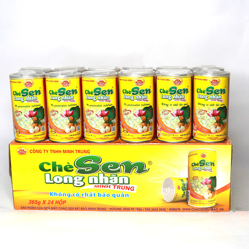 Chè sen long nhãn Minh Trung 365g (combo 12 lon - Chè Sen Long Nhãn 12)