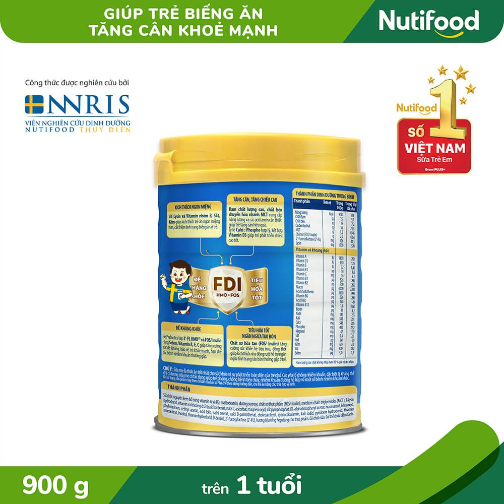 [Combo 3 lon còn 1tr030]Sữa Bột Nutifood GrowPLUS+ Biếng Ăn 1.5kg - Tăng Cân Khỏe Mạnh (Lon 1.5kg)