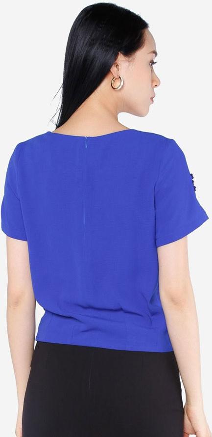 Áo Kiểu Nữ Crop-Top Tay Ngắn ADD1193 - Xanh Coban  (Size