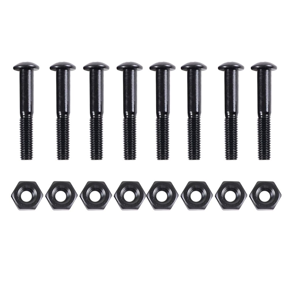 2x8 Pieces Longboard Skateboard 33mm Bolts Screws with Nuts Set Hardware Black