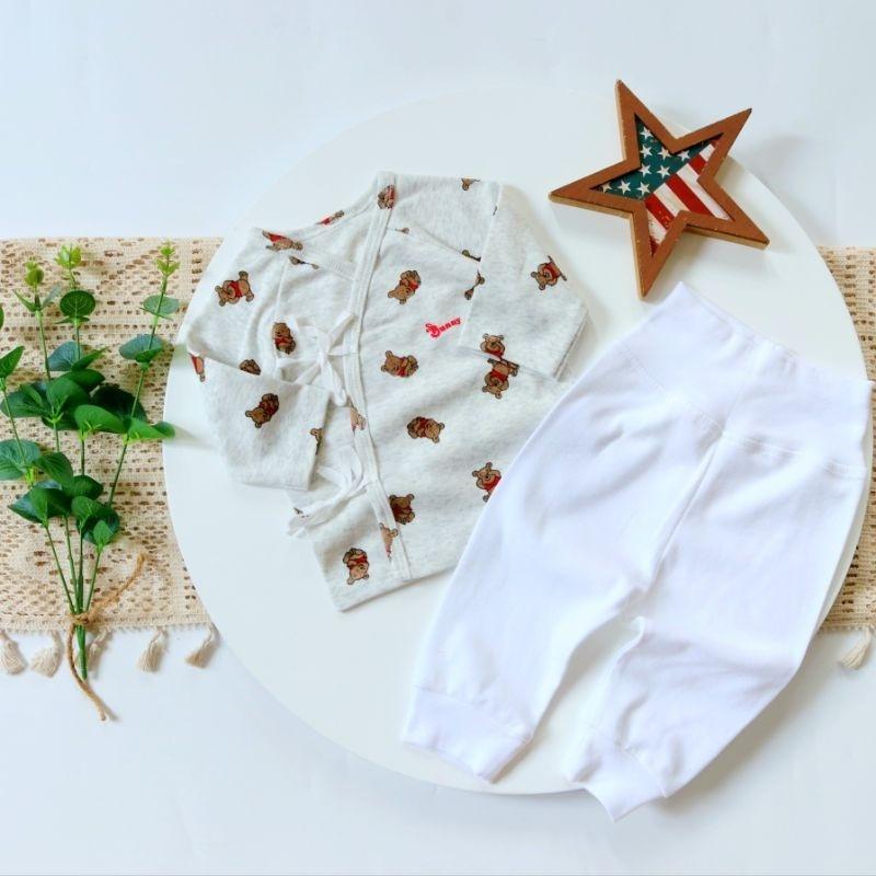 Bộ quần áo cột dây sơ sinh chất cotton mềm mịn thấm hút mồ hôi tốt - Bunnybaby