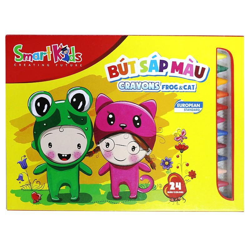 Sáp màu Smartkids FROG &amp;amp; CAT khay nhựa (Hộp 24 màu)