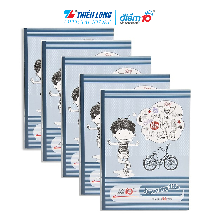Bộ 5 Tập học sinh 96 trang 4 ô ly ngang 70 gsm Điểm 10 TP-NB048