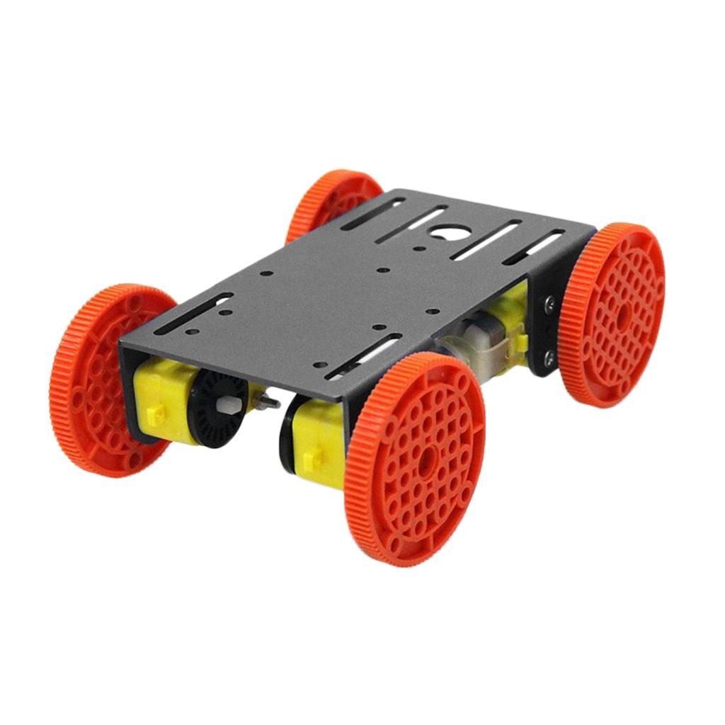 4-wheel 4wd Robot Smart Car Chassis Kit Black Platform with 1:48 Reduction Ratio TT Motor & Red Wheels