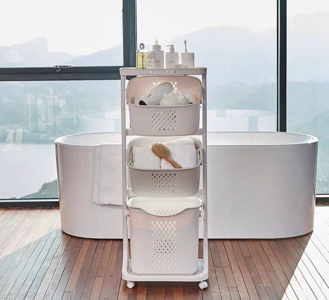Kệ giỏ đựng đồ đa năng 2 T / 3 Tầng có bánh xe tiện lợi cao cấp